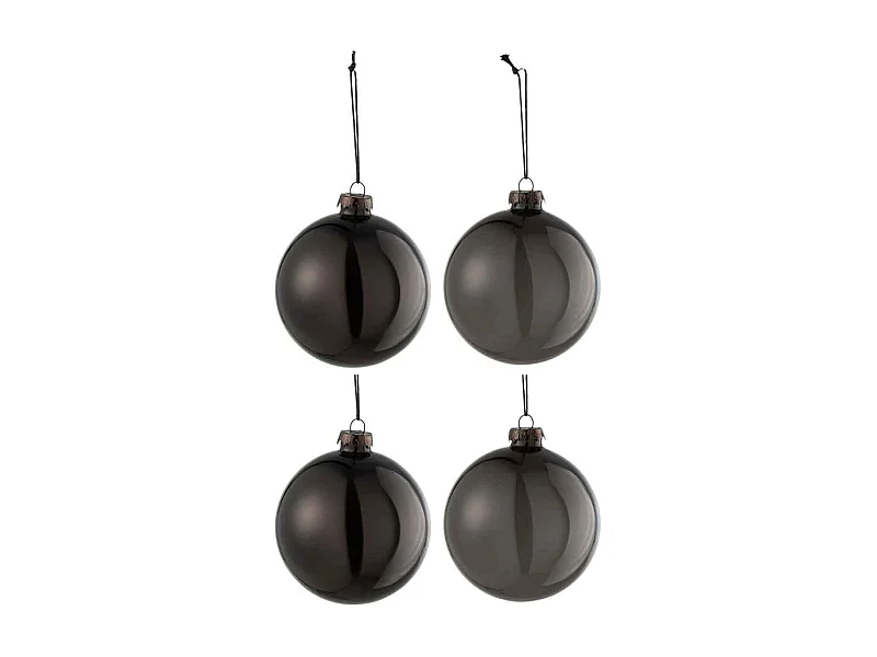 Lot de 4 Boules de Noël "Verre Épais" 10cm Noir
