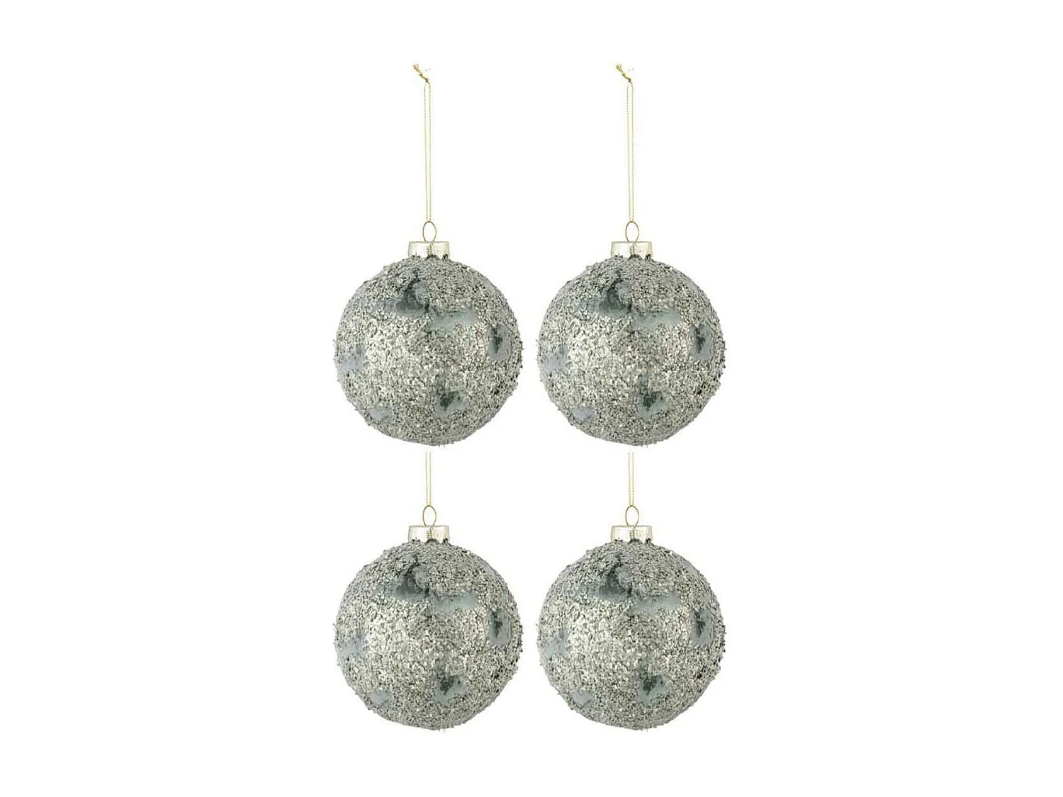 Lot de 4 Boules de Noël "Pierres" 10cm Gris & Vert