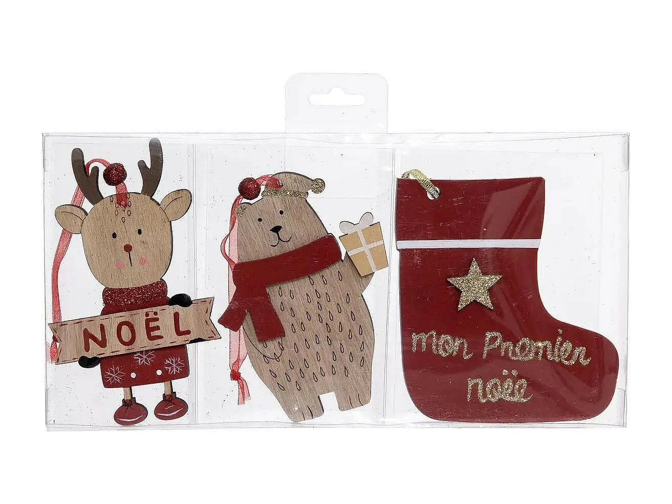 Lot de 3 Sujets de Noël "Mon Premier" 11cm Rouge