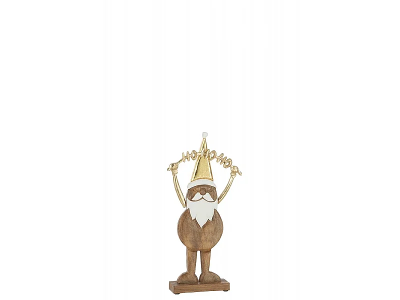 Papá Noel de pie con hohoho en madera natural 25x7x52cm