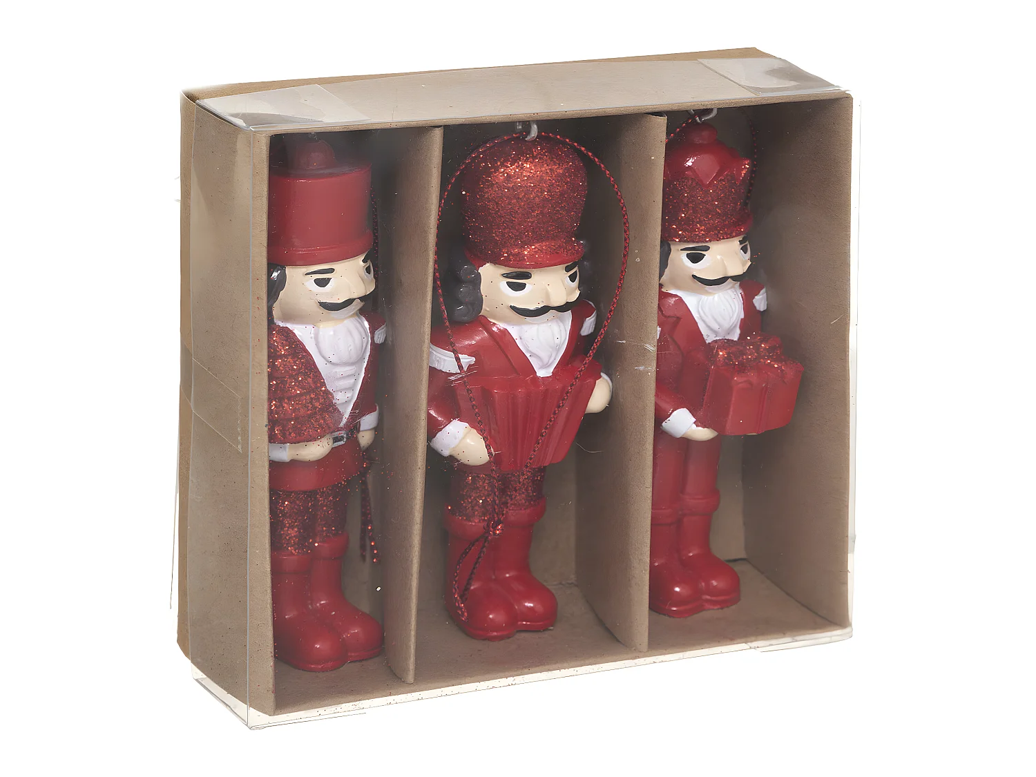 Lot de 3 Sujets de Noël "Casse Noisette" 10cm Rouge