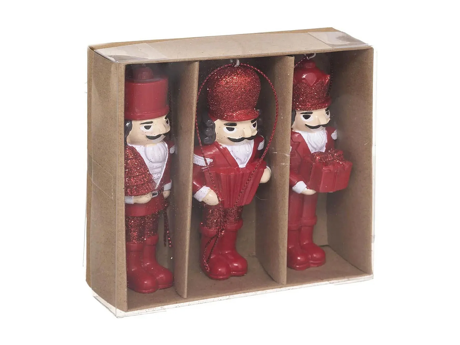 Lot de 3 Sujets de Noël "Casse Noisette" 10cm Rouge
