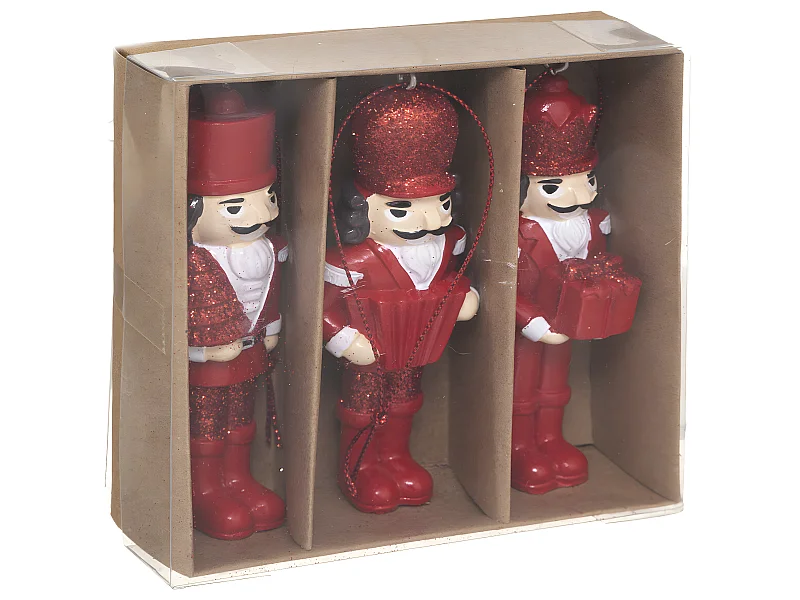 Lot de 3 Sujets de Noël "Casse Noisette" 10cm Rouge