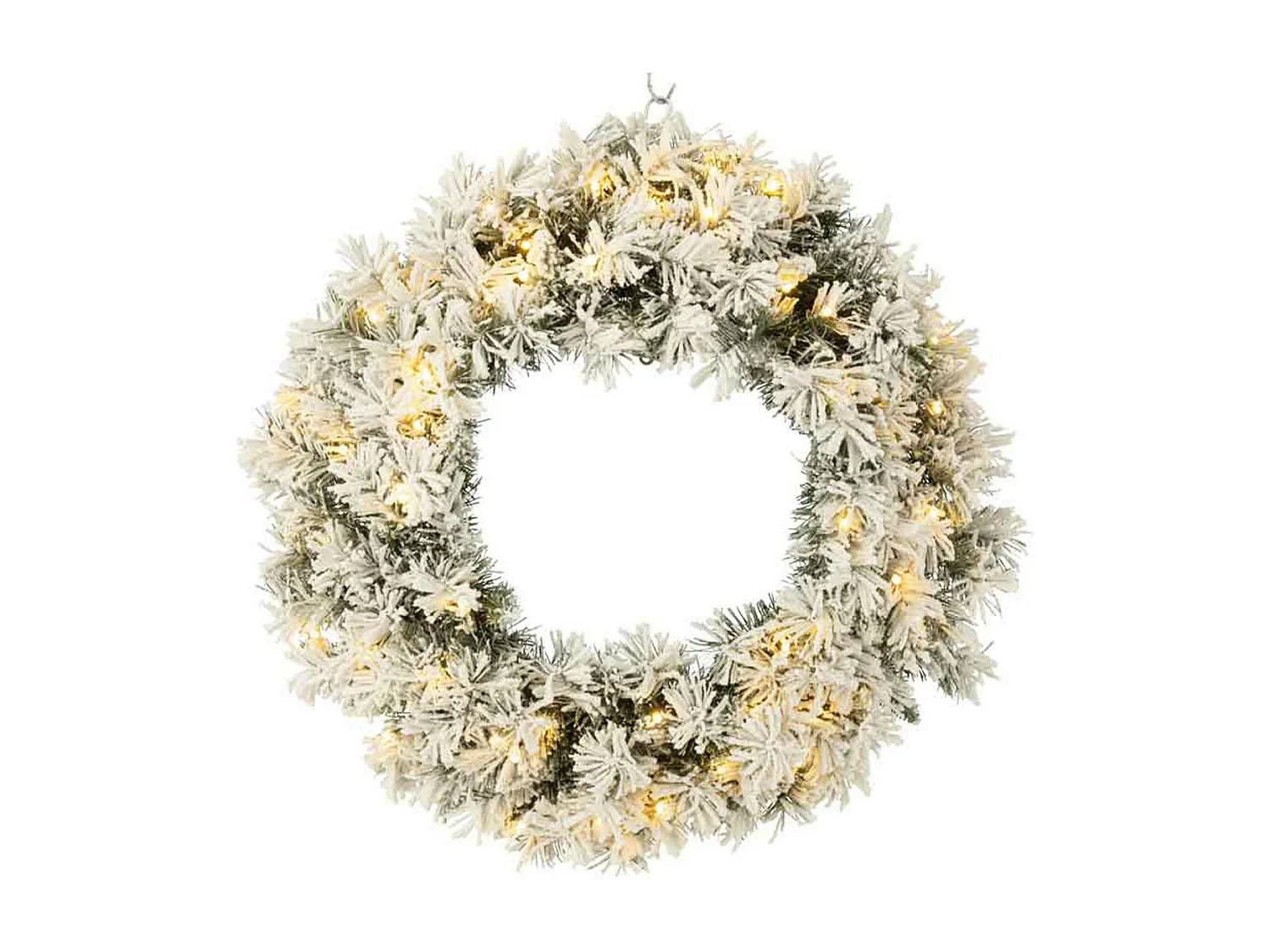 Couronne de Noël Led "Enneigée" 63cm Vert & Blanc