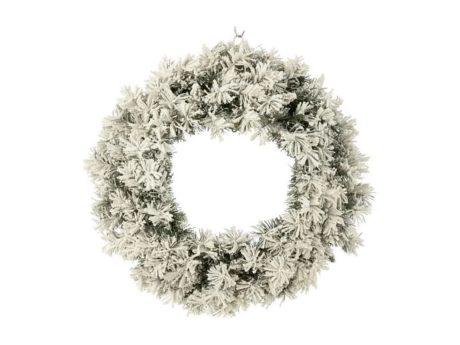 Ghirlanda di Natale innevata con LED in plastica verde 63x13x63 cm