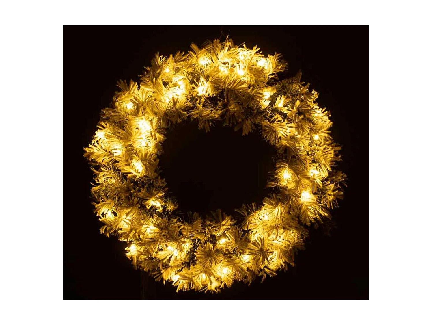 Ghirlanda di Natale innevata con LED in plastica verde 63x13x63 cm