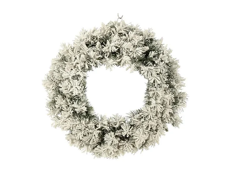 Ghirlanda di Natale innevata con LED in plastica verde 63x13x63 cm