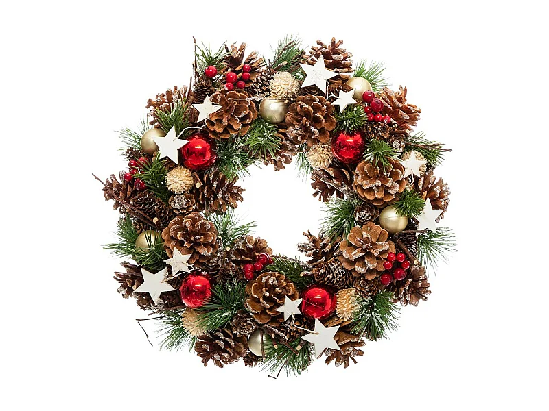 Couronne de Noël "Soir" 35cm Vert & Rouge