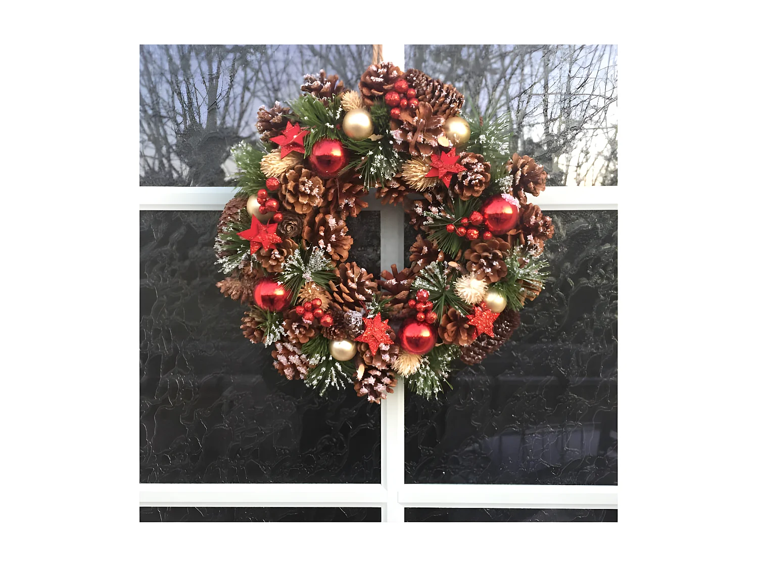 Couronne de Noël "Soir" 35cm Vert & Rouge