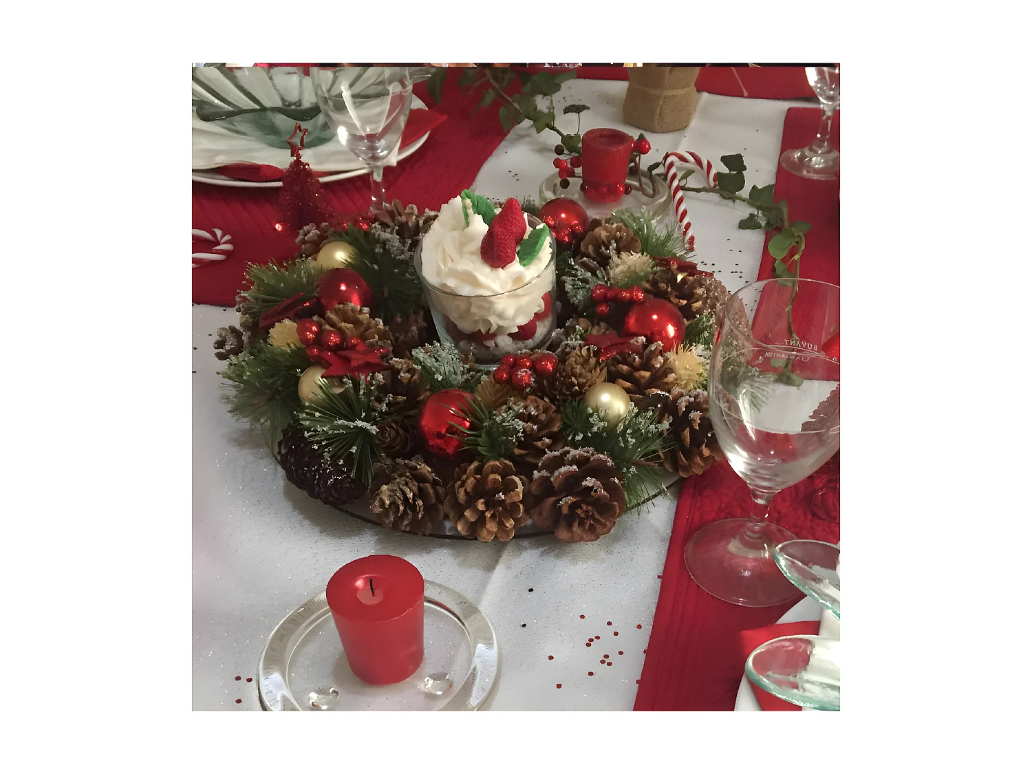 Couronne de Noël "Soir" 35cm Vert & Rouge