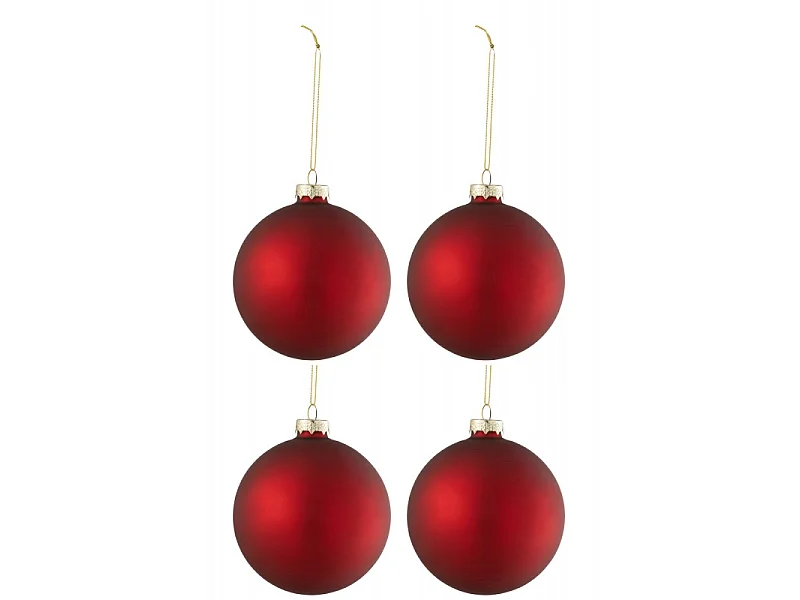Lot de 4 Boules de Noël "Verre Épais" 10cm Rouge