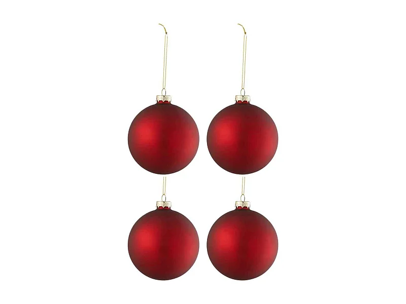 Lot de 4 Boules de Noël "Verre Épais" 10cm Rouge