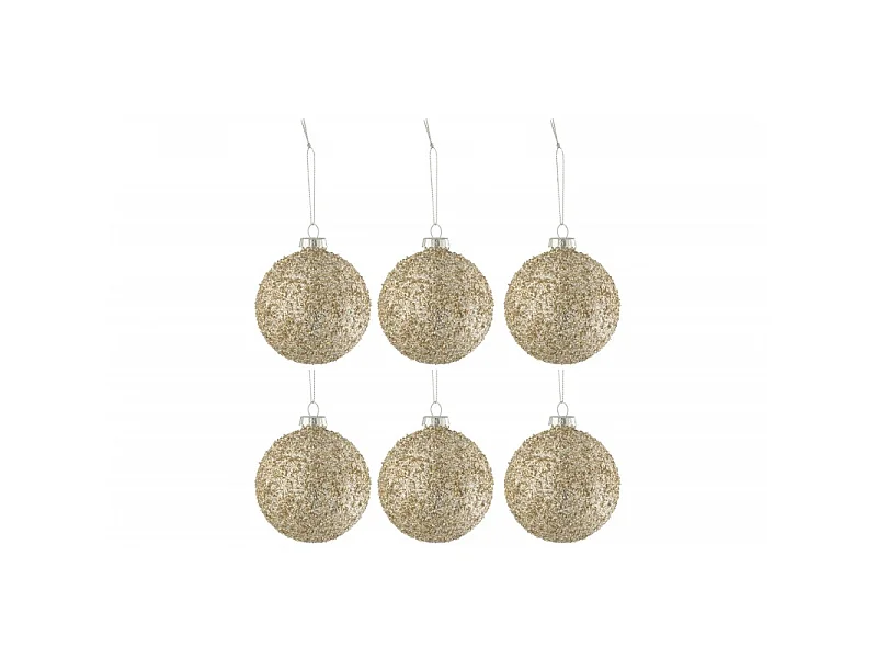 Scatola di 6 palline di Natale in vetro oro 8x8x10 cm