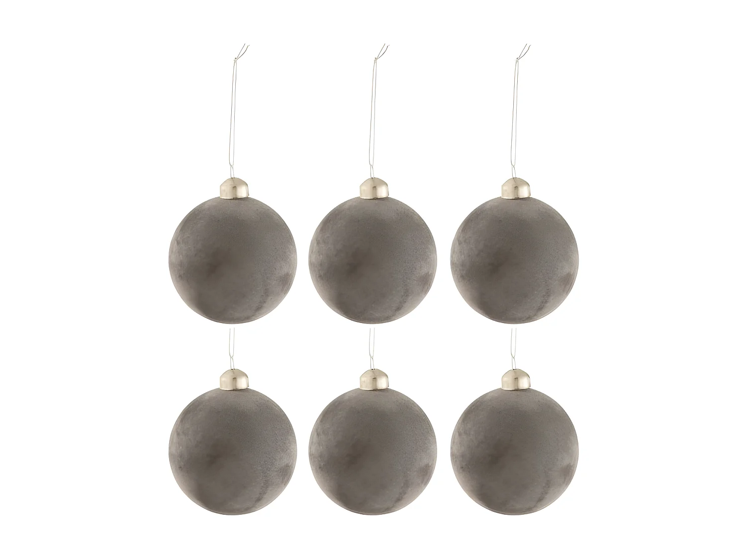 Caja de 6 bolas de Navidad de vidrio gris 8x8x8 cm