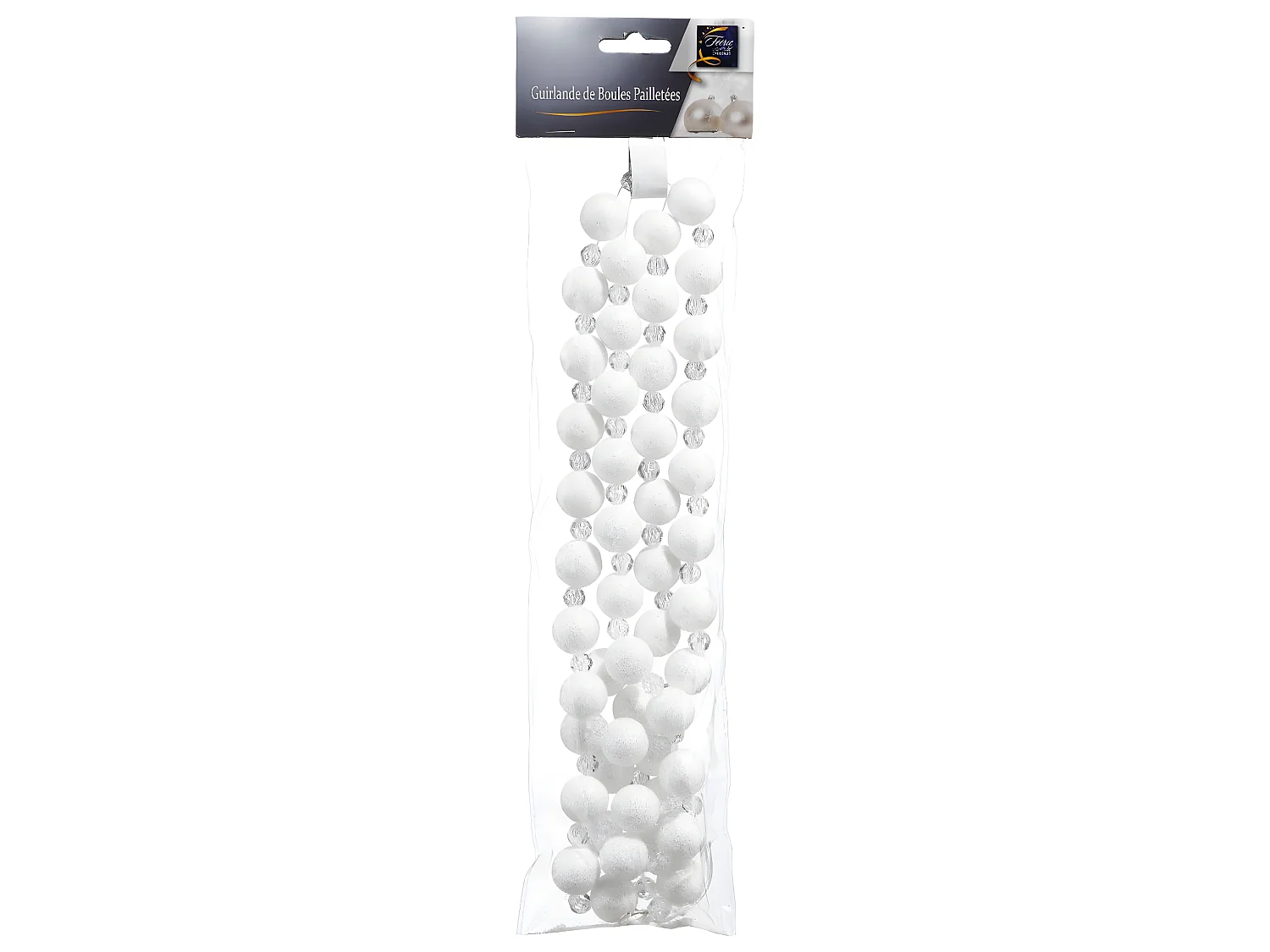Guirlande de Noël Perles "Polaire" 144cm Blanc