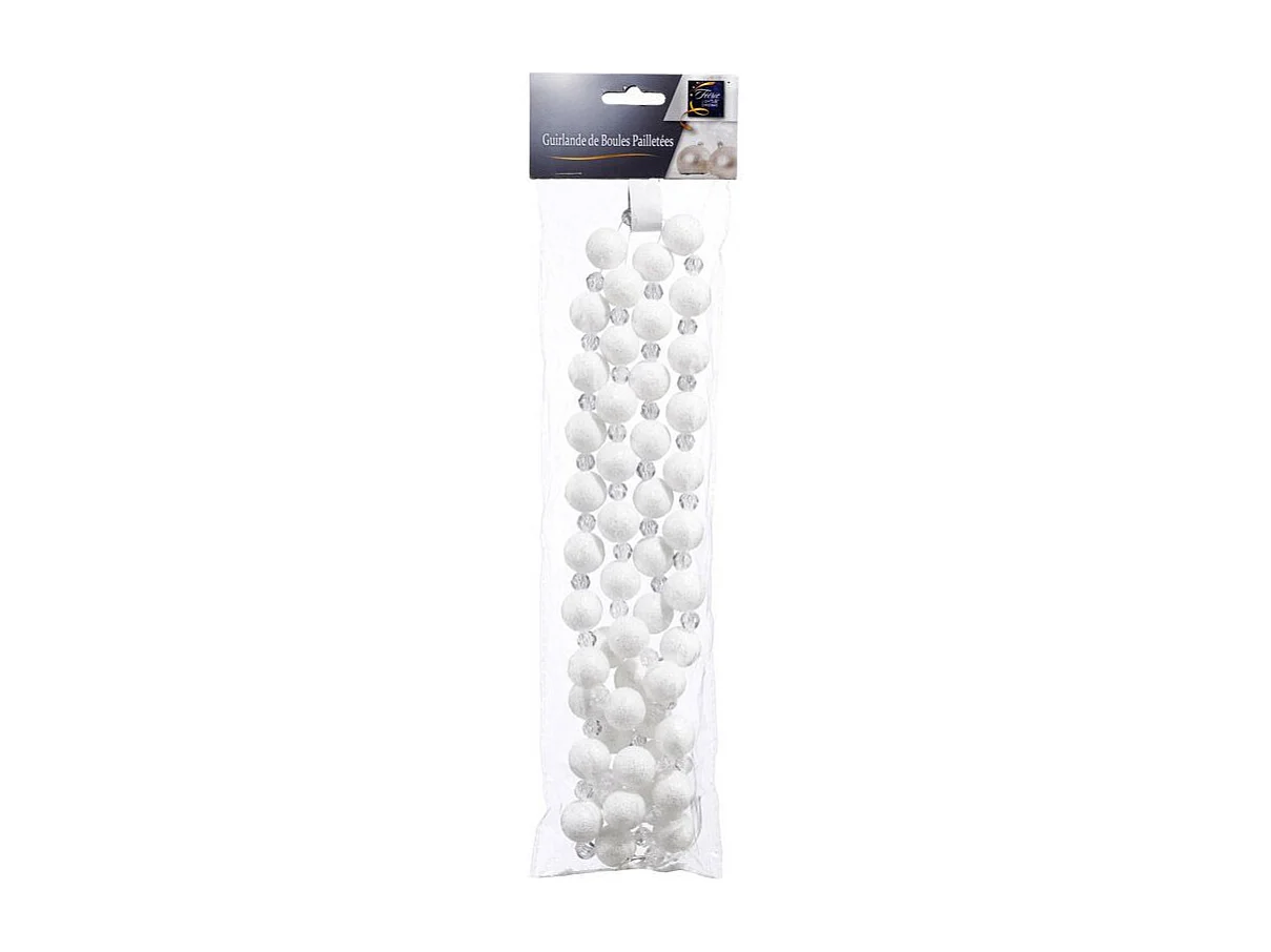 Guirlande de Noël Perles "Polaire" 144cm Blanc