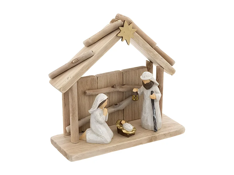 Crèche de Noël Déco "3 Santons" 20cm Naturel