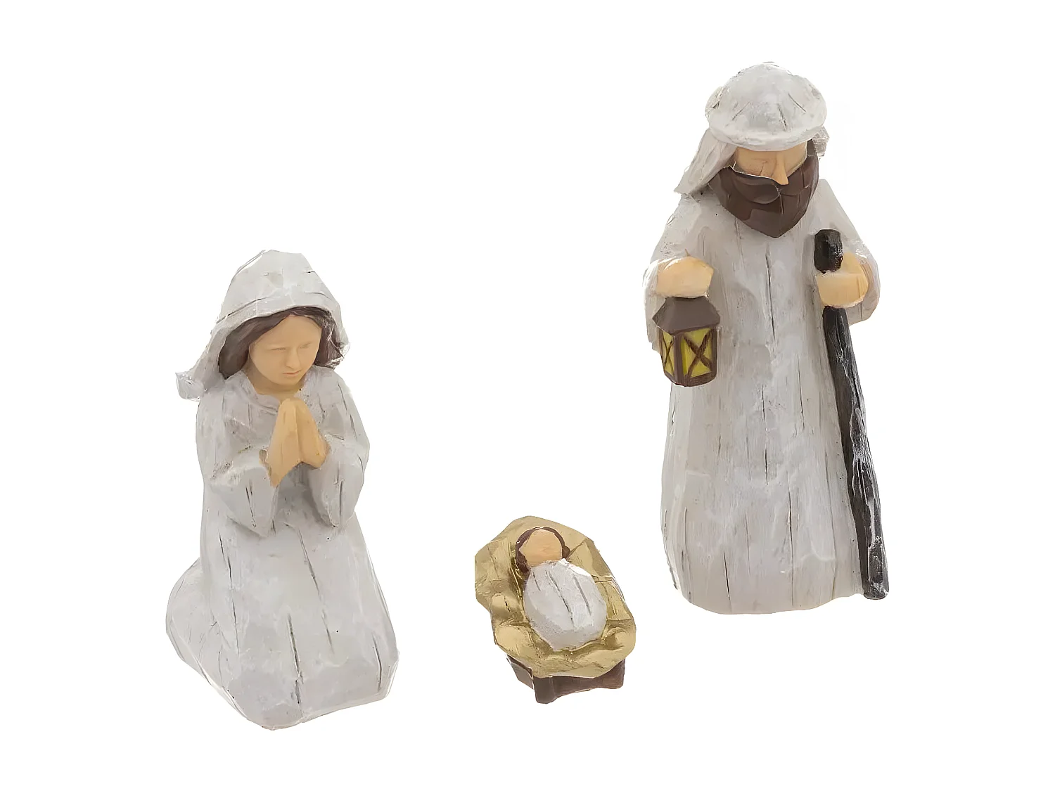 Crèche de Noël Déco "3 Santons" 20cm Naturel