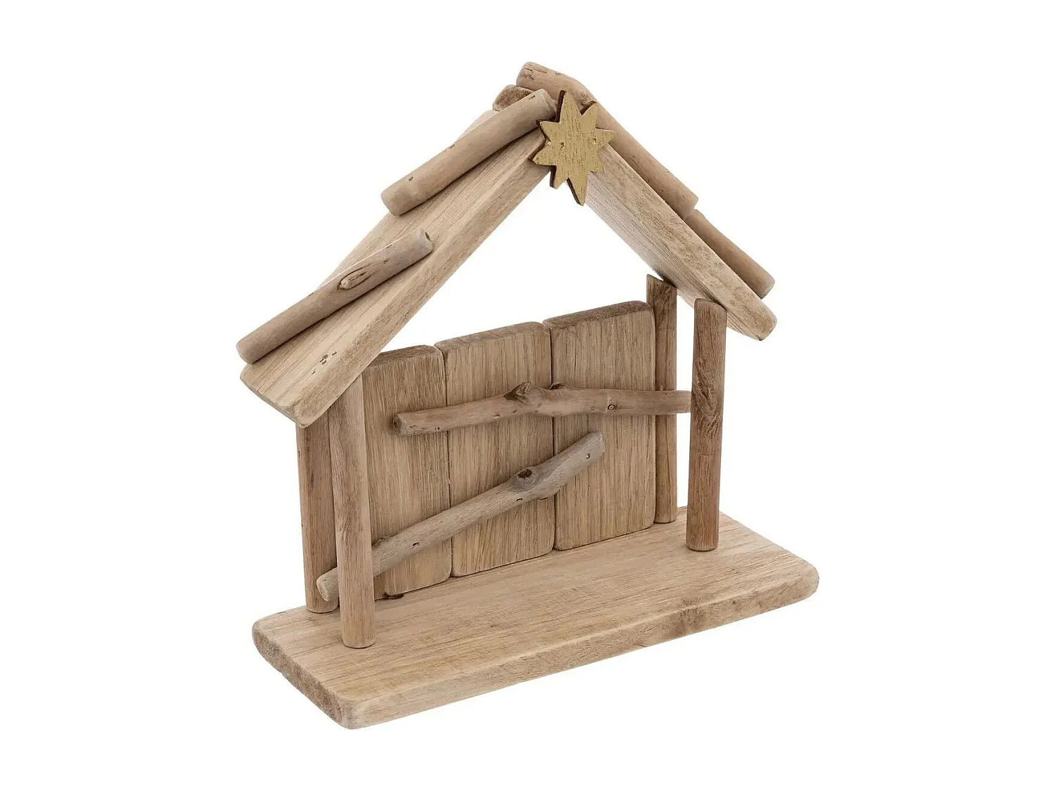 Crèche de Noël Déco "3 Santons" 20cm Naturel