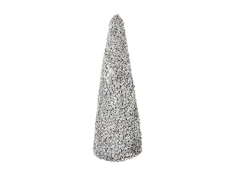 Statue Déco "Sapin Enneigé" 65cm Blanc & Marron