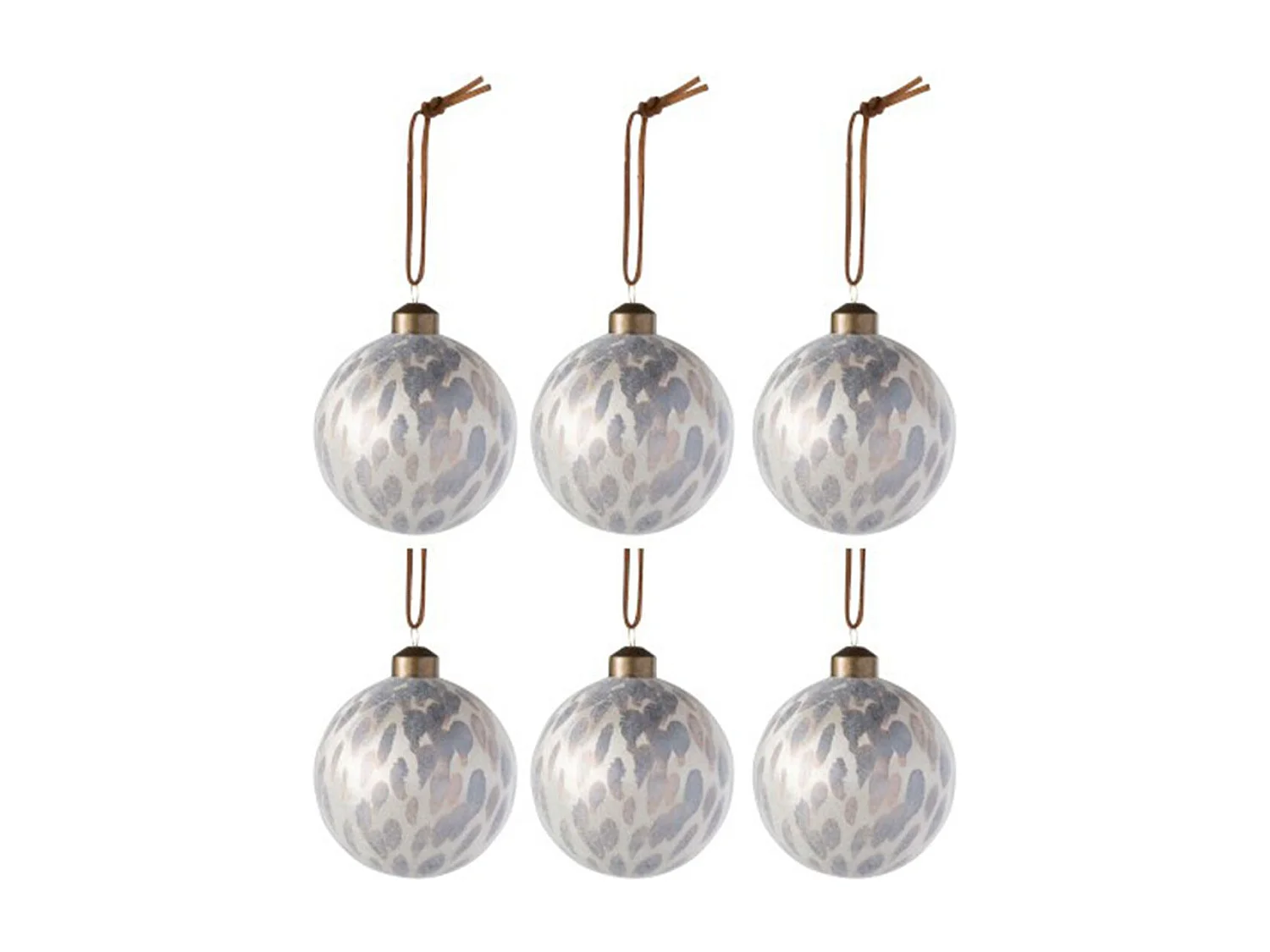 Caja de 4 bolas de Navidad de vidrio blanco de 8x8x8 cm