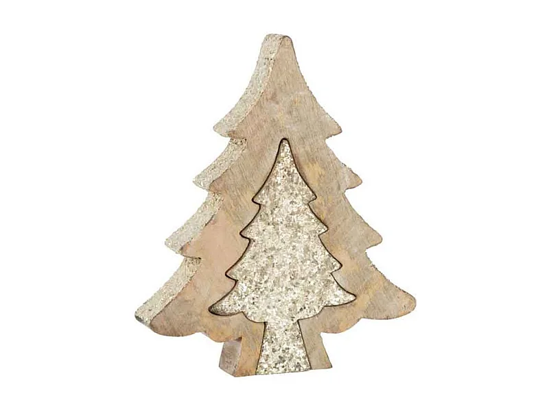 Statuette Déco "Puzzle Arbre de Noël" 30cm Naturel