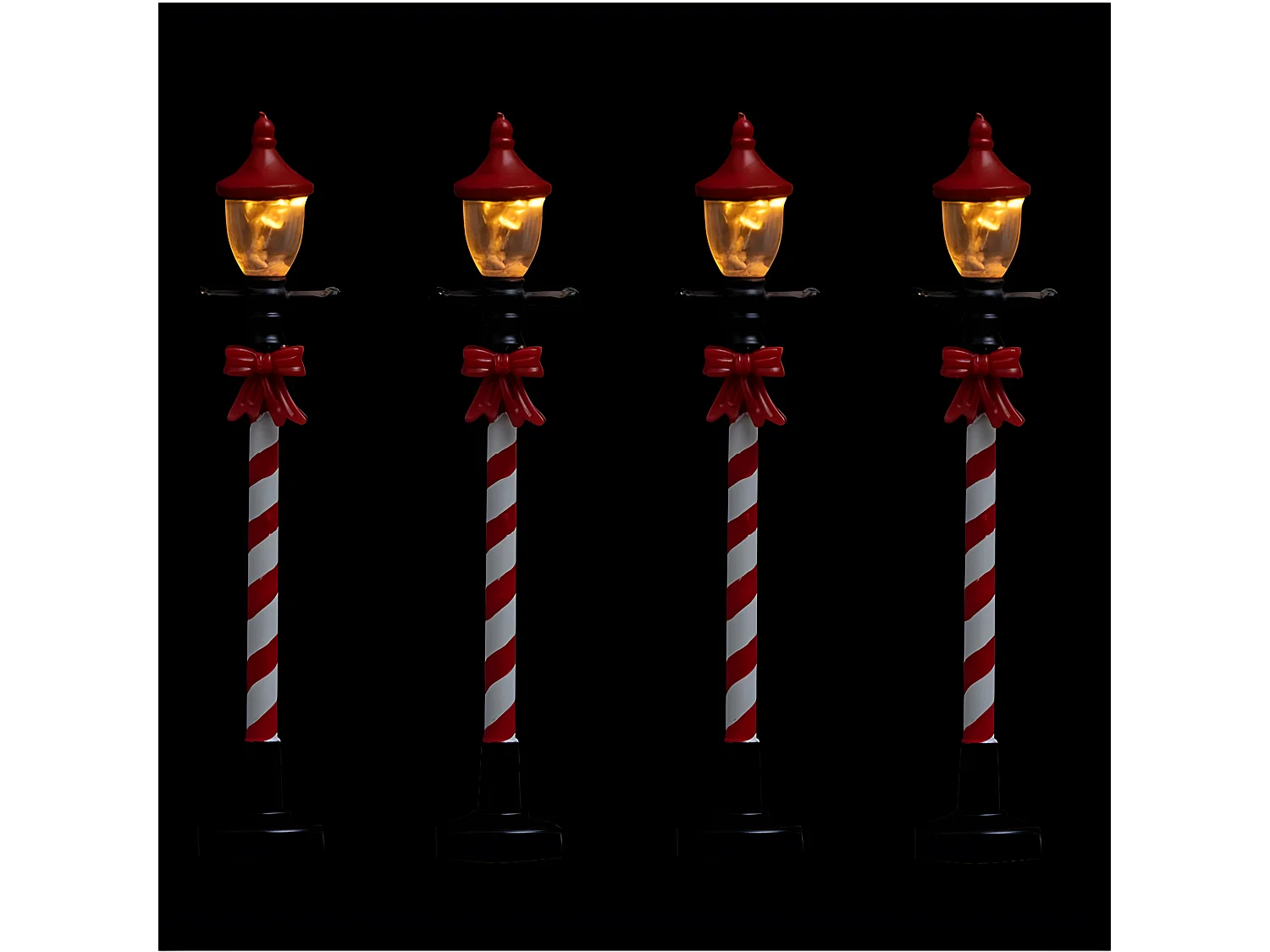 Lot de 4 Lampadaires à Led "Village" 10cm Rouge