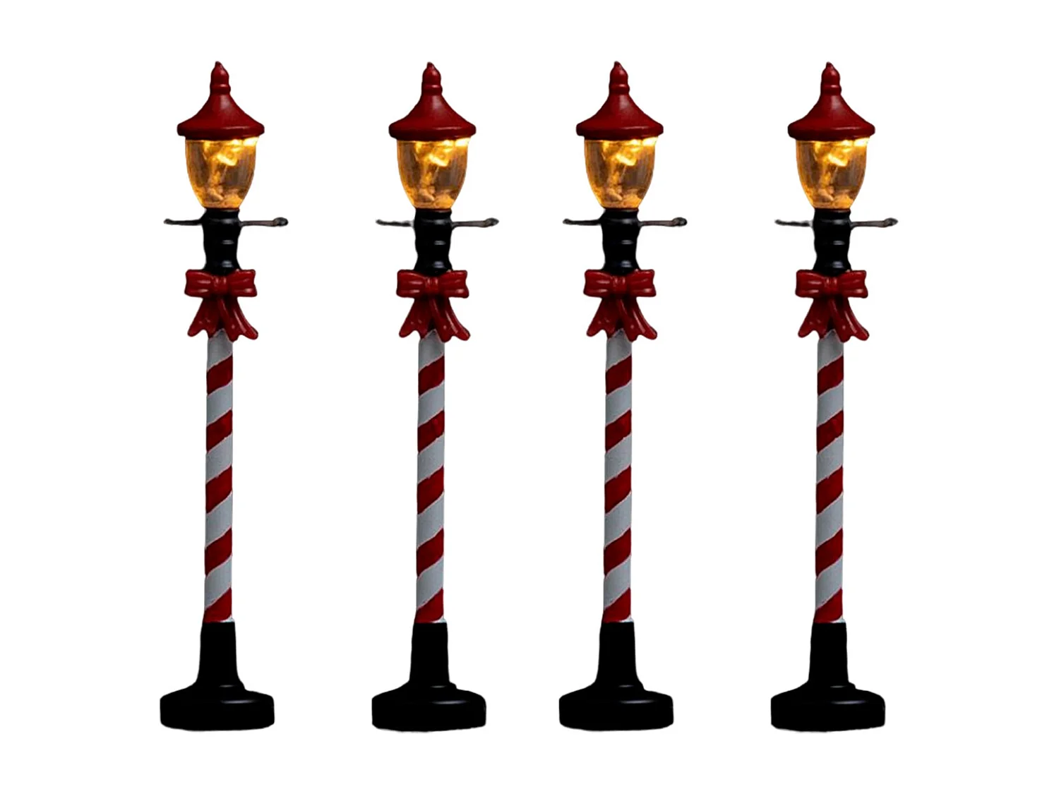 Lot de 4 Lampadaires à Led "Village" 10cm Rouge