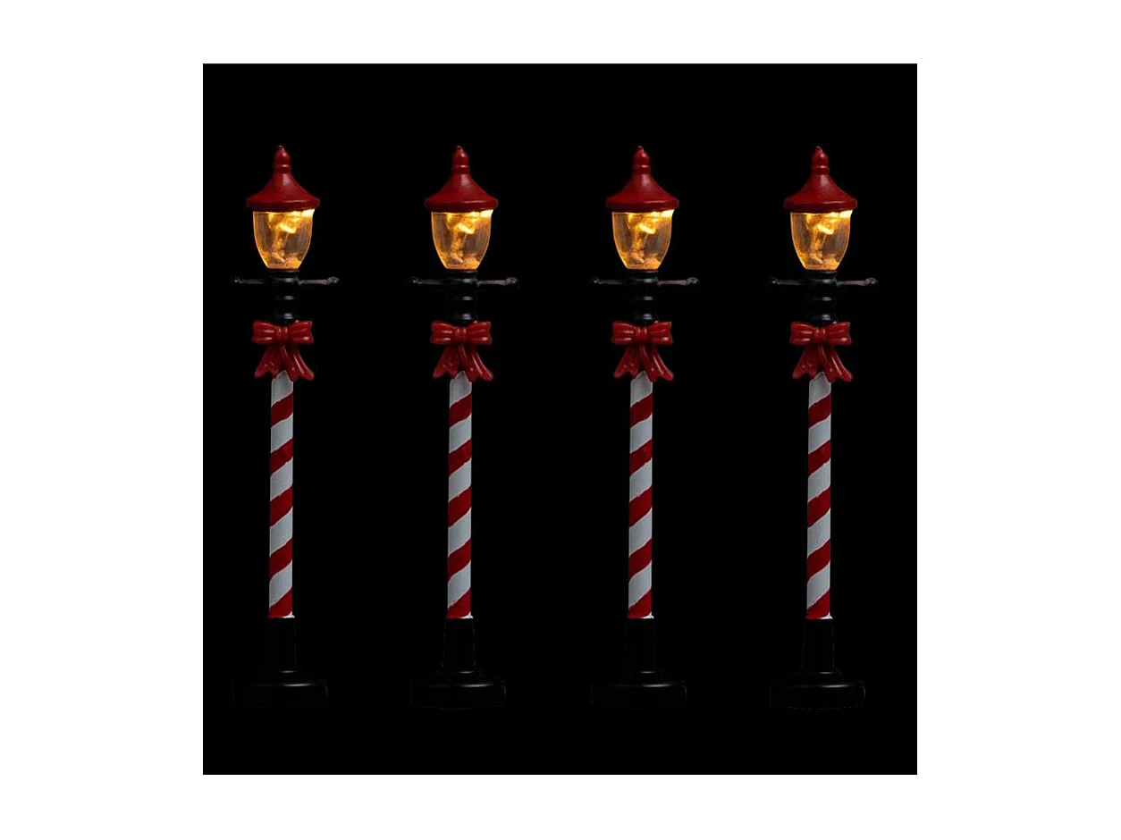 Lot de 4 Lampadaires à Led "Village" 10cm Rouge