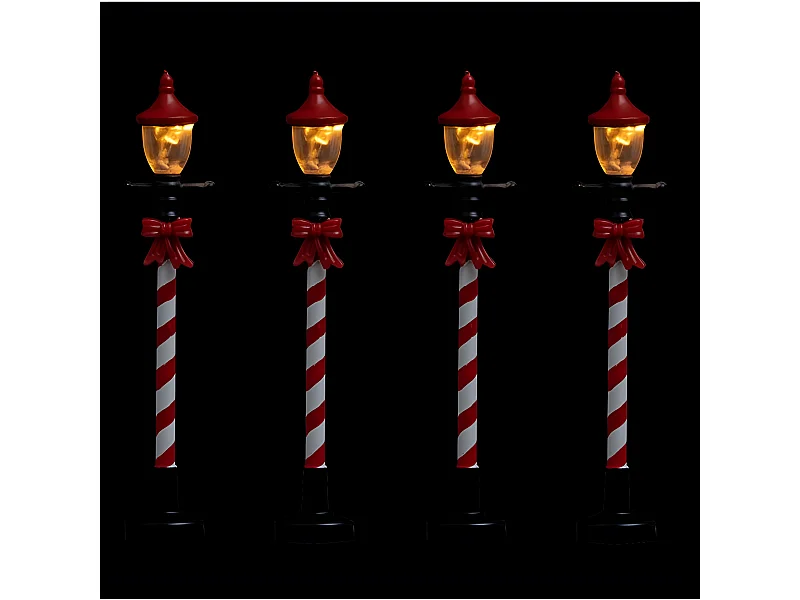 Lot de 4 Lampadaires à Led "Village" 10cm Rouge