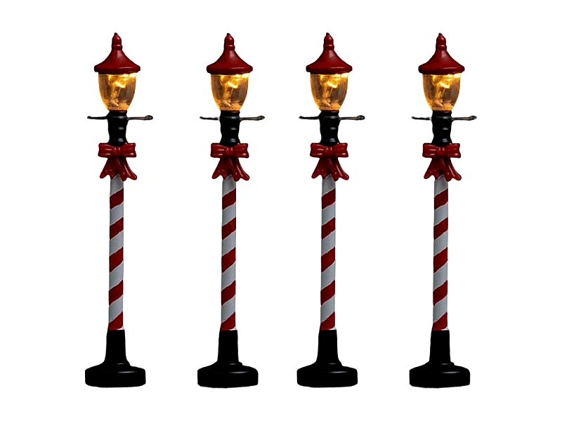 Lot de 4 Lampadaires à Led "Village" 10cm Rouge