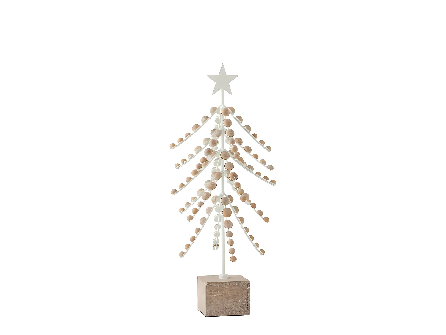 Sapin de Noël à Poser "Étoile" 58cm Blanc & Naturel