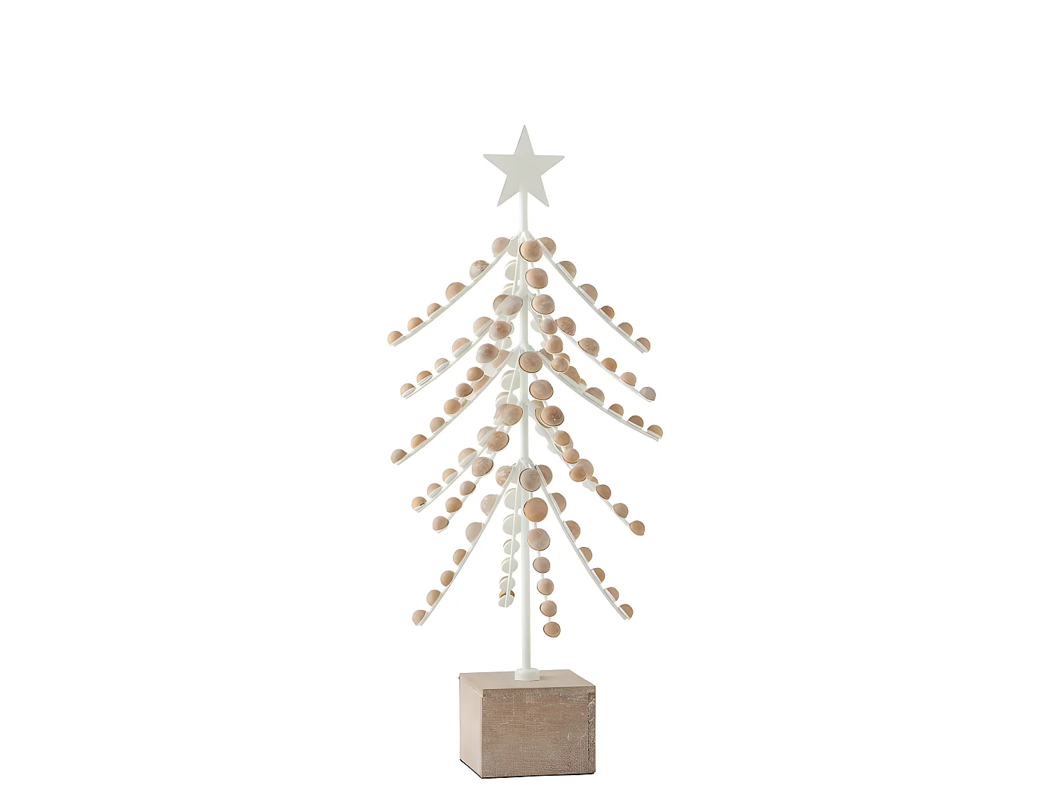 Albero di Natale decorativo in legno e metallo bianco 25x25x58 cm