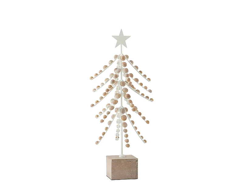 Sapin de Noël à Poser "Étoile" 58cm Blanc & Naturel