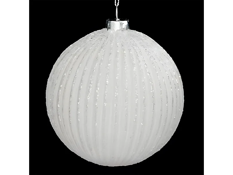 Boule de Noël en Verre "Polaire" 10cm Blanc