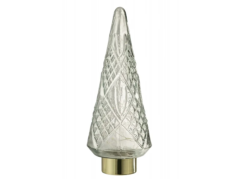 Albero di Natale decorativo a led in vetro trasparente 18x18x47 cm