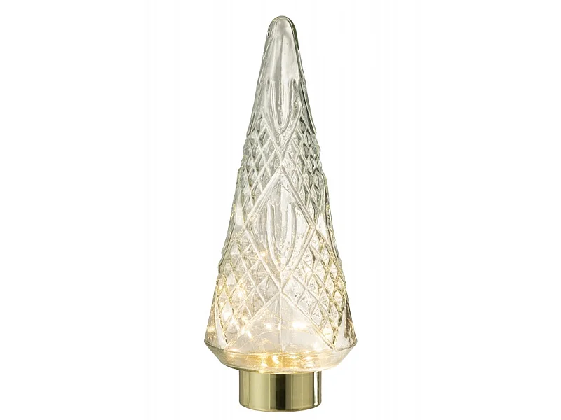 Albero di Natale decorativo a led in vetro trasparente 18x18x47 cm