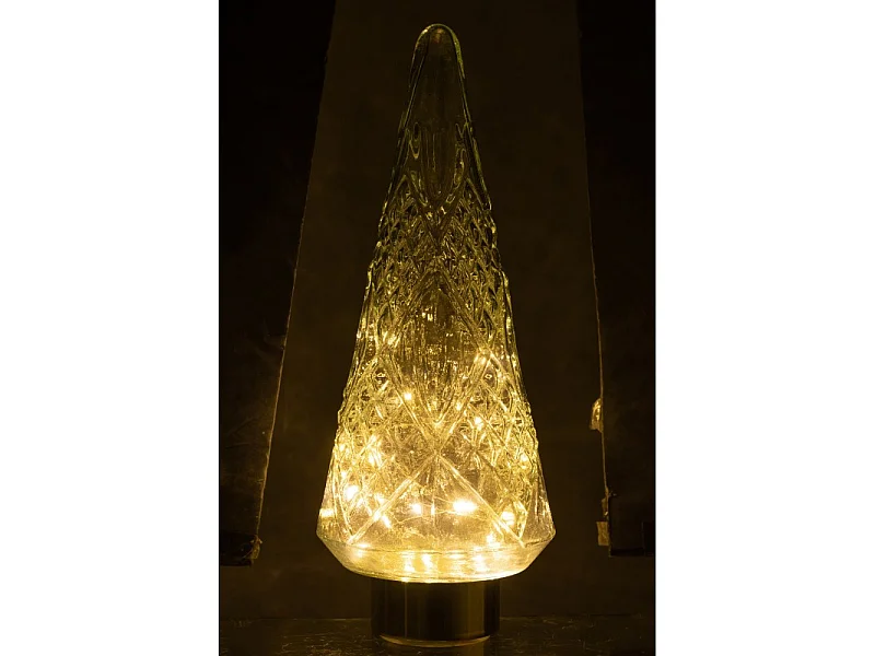 Albero di Natale decorativo a led in vetro trasparente 18x18x47 cm