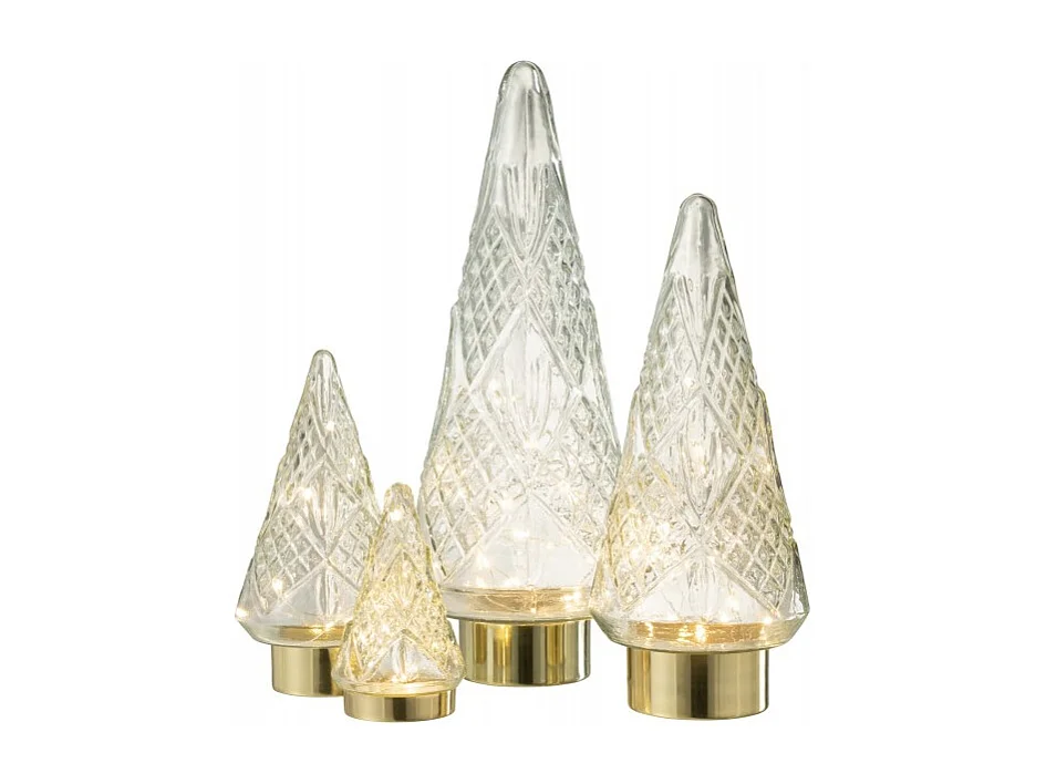 Albero di Natale decorativo a led in vetro trasparente 18x18x47 cm