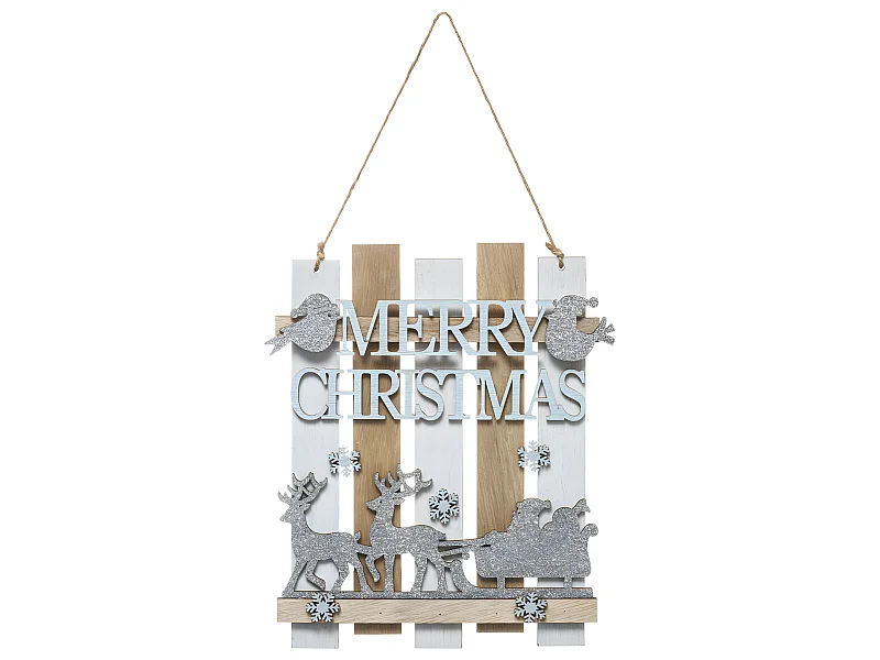 Décoration de Noël Planche "Polaire" 23cm Argent