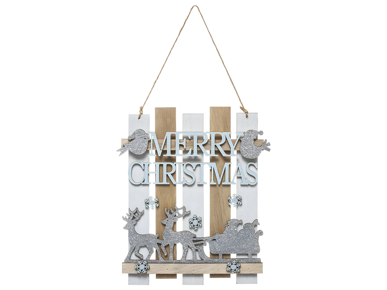 Décoration de Noël Planche "Polaire" 23cm Argent