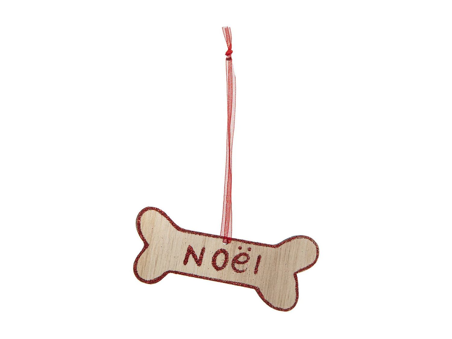 Lot de 4 Sujets de Noël "Chien" 12cm Beige & Rouge