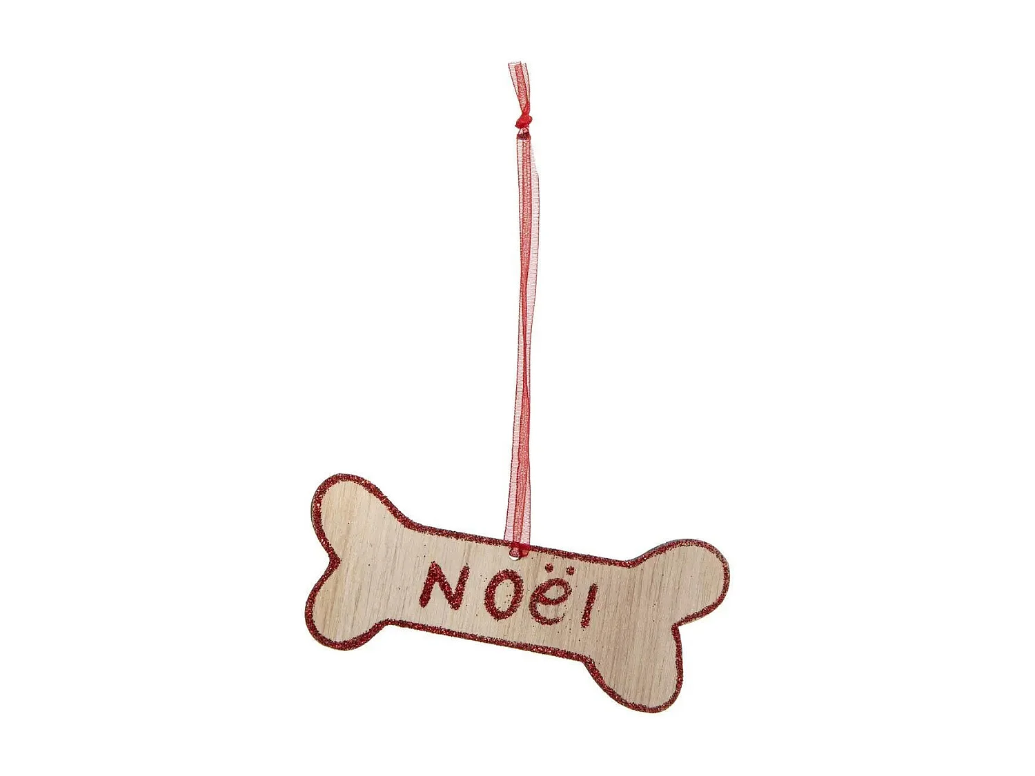 Lot de 4 Sujets de Noël "Chien" 12cm Beige & Rouge