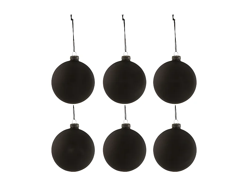 Scatola di 6 palline di Natale in vetro nero 8x8x8 cm