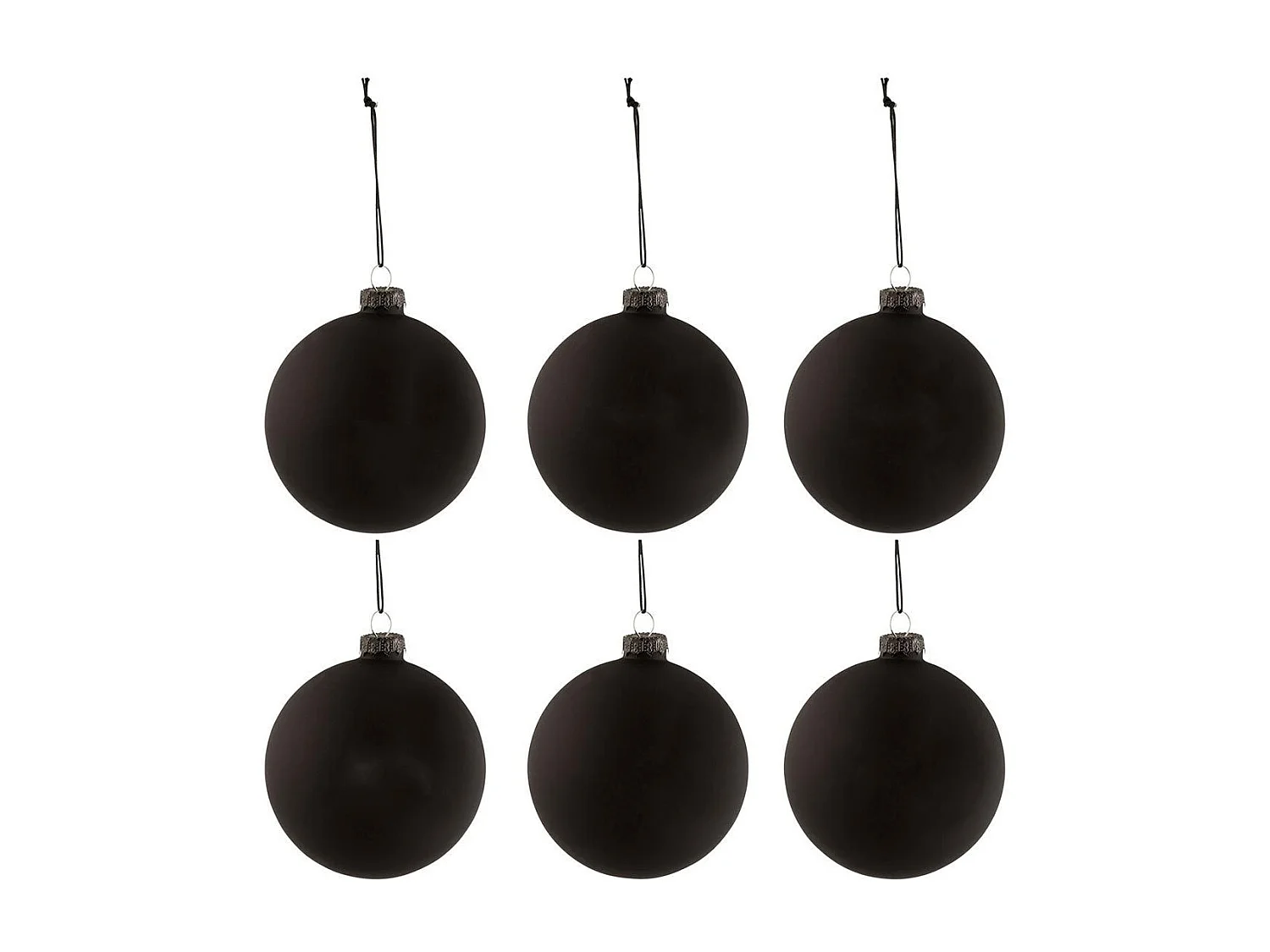 Scatola di 6 palline di Natale in vetro nero 8x8x8 cm