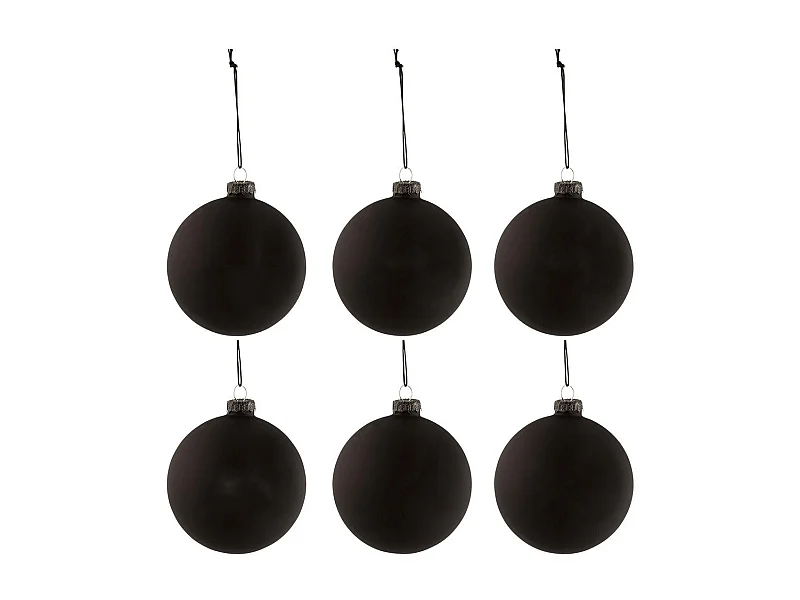 Lot de 6 Boules de Noël "Tableau" 8cm Noir