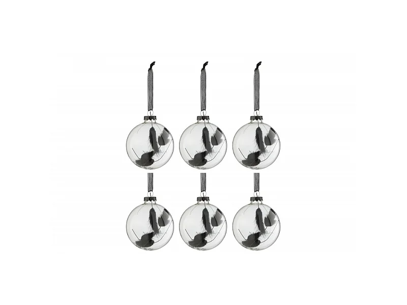 Caja de 6 bolas de Navidad de vidrio transparente de 8x8x8 cm