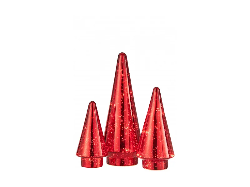 Albero di Natale decorativo a led in vetro rosso 10x10x24 cm