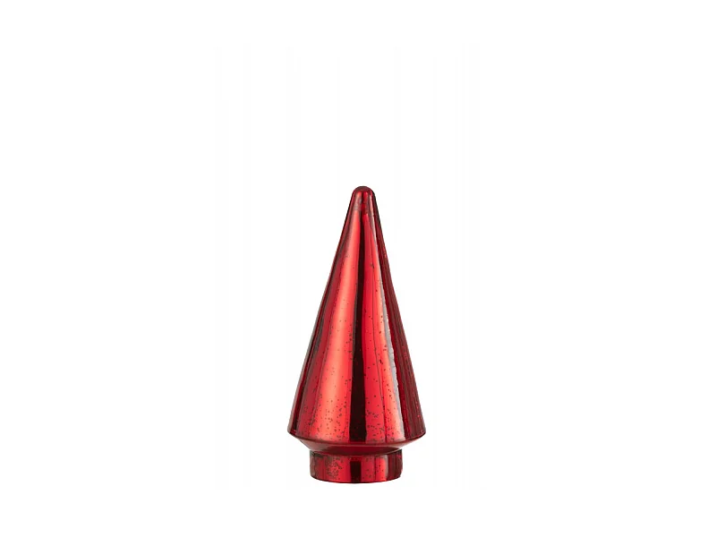 Árbol de Navidad decorativo con luces LED de vidrio rojo de 10x10x24 cm
