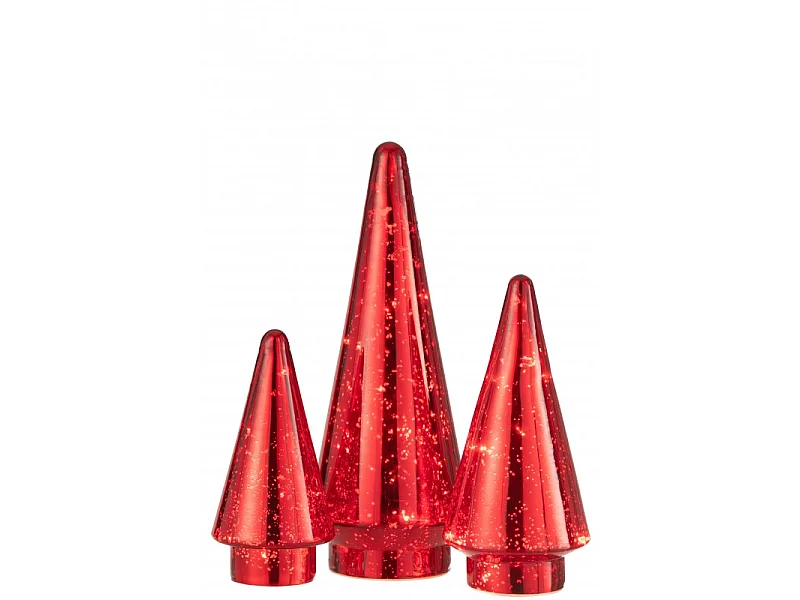 Albero di Natale decorativo a led in vetro rosso 10x10x24 cm